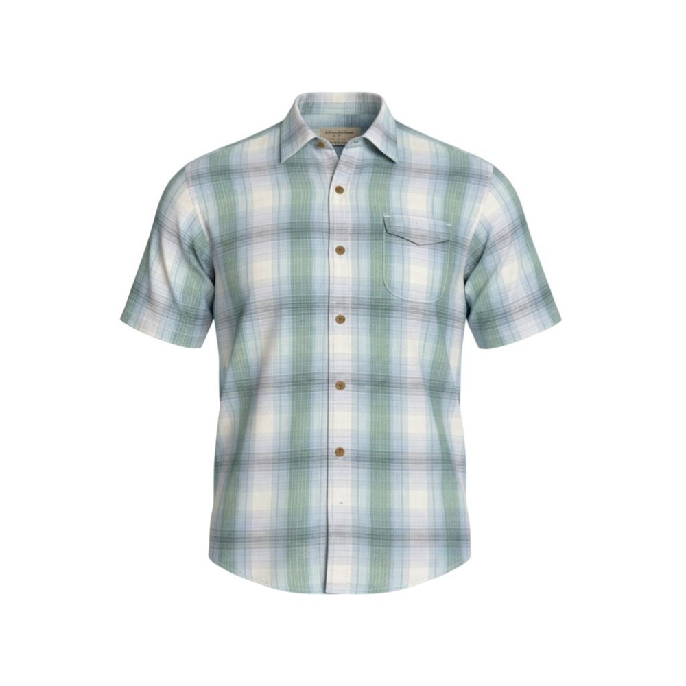 Tommy Bahama Men's Short Sleeve Button Down Shirt Plaid Size XL Green